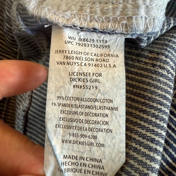 Dickies Striped Blue & white stretch denim Women's Shorts size 9/29 EUC - Picture 11 of 11